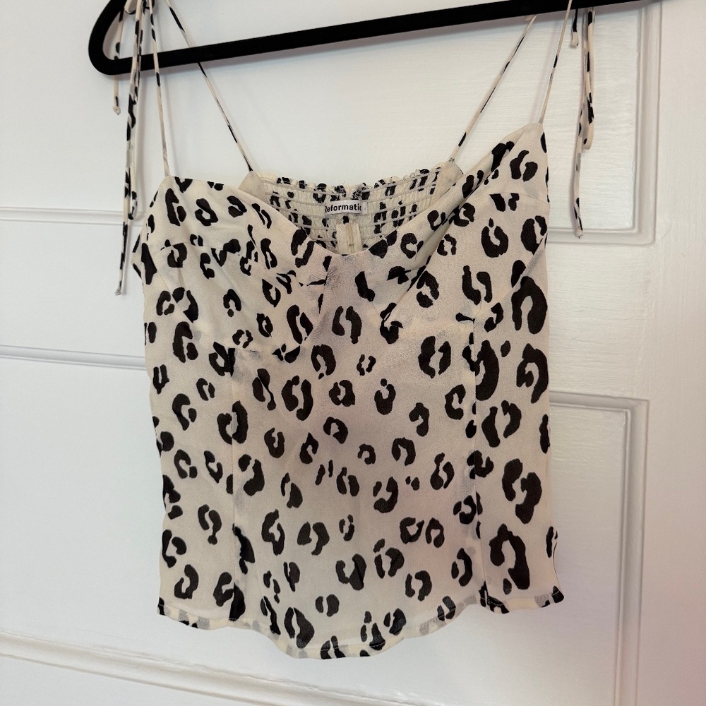 Reformation Liza Top in Snow Leopard Print